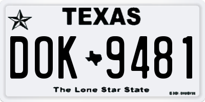 TX license plate DOK9481