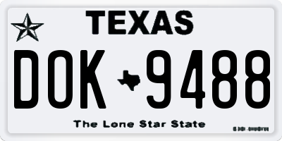TX license plate DOK9488