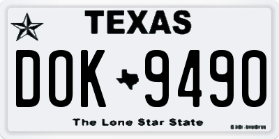 TX license plate DOK9490