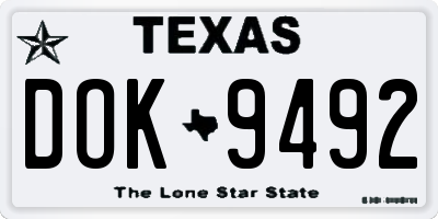 TX license plate DOK9492
