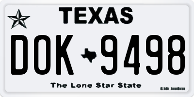 TX license plate DOK9498