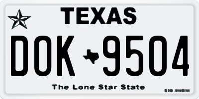 TX license plate DOK9504