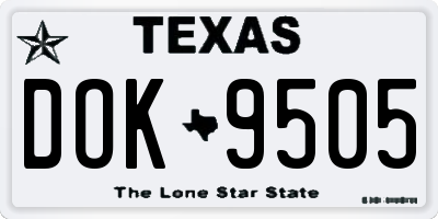 TX license plate DOK9505