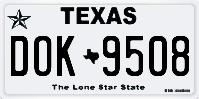 TX license plate DOK9508