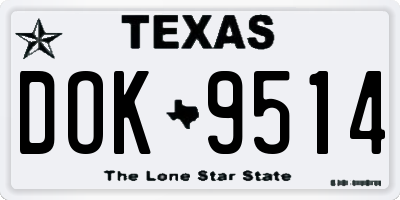TX license plate DOK9514