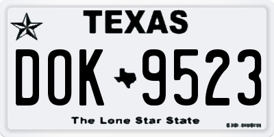 TX license plate DOK9523
