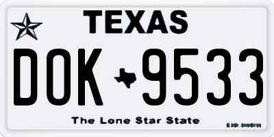 TX license plate DOK9533