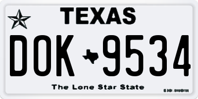 TX license plate DOK9534