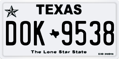 TX license plate DOK9538