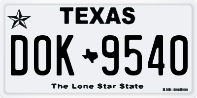 TX license plate DOK9540