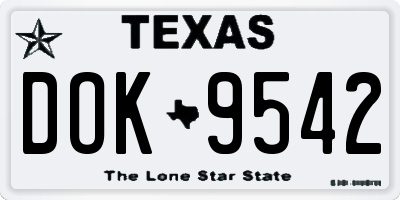 TX license plate DOK9542