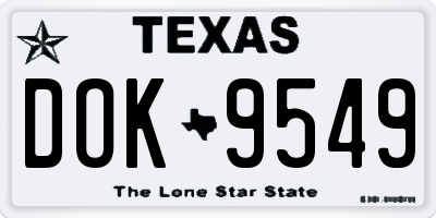 TX license plate DOK9549