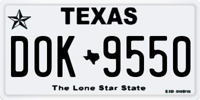 TX license plate DOK9550