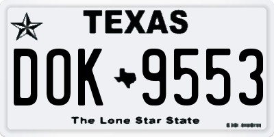 TX license plate DOK9553