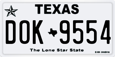 TX license plate DOK9554