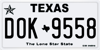 TX license plate DOK9558