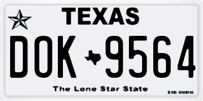 TX license plate DOK9564