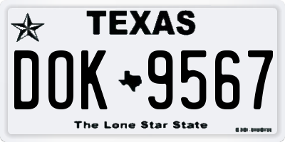 TX license plate DOK9567