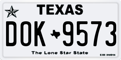 TX license plate DOK9573