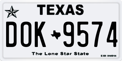 TX license plate DOK9574