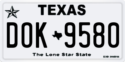TX license plate DOK9580