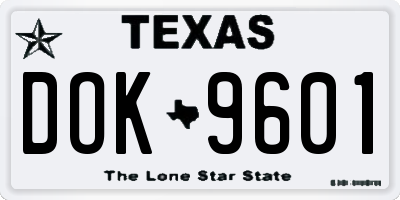 TX license plate DOK9601