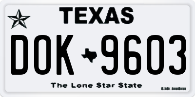 TX license plate DOK9603