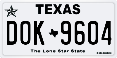TX license plate DOK9604
