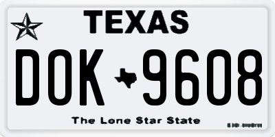 TX license plate DOK9608