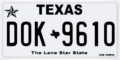 TX license plate DOK9610
