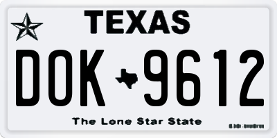 TX license plate DOK9612
