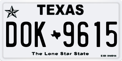 TX license plate DOK9615