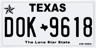 TX license plate DOK9618