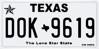 TX license plate DOK9619