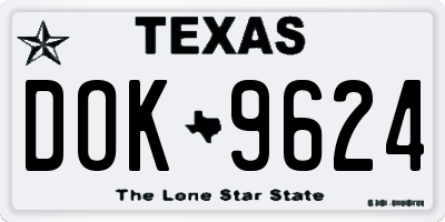 TX license plate DOK9624