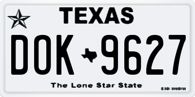 TX license plate DOK9627