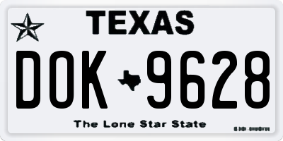 TX license plate DOK9628