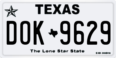 TX license plate DOK9629