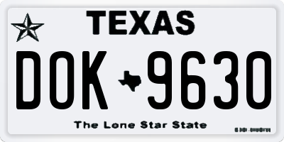 TX license plate DOK9630