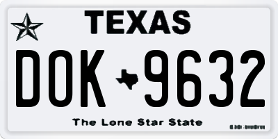 TX license plate DOK9632