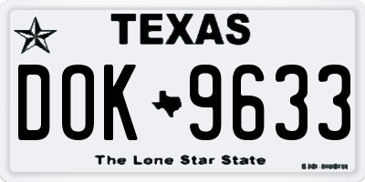 TX license plate DOK9633