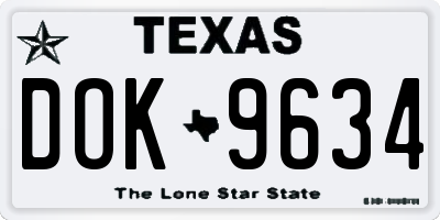 TX license plate DOK9634