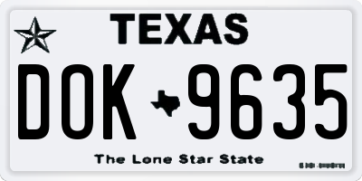 TX license plate DOK9635