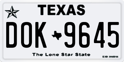 TX license plate DOK9645