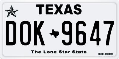 TX license plate DOK9647