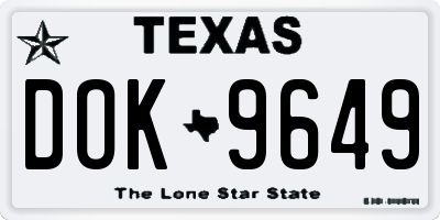 TX license plate DOK9649