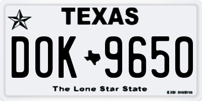 TX license plate DOK9650