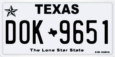 TX license plate DOK9651
