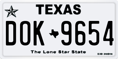 TX license plate DOK9654