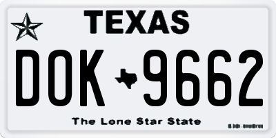 TX license plate DOK9662